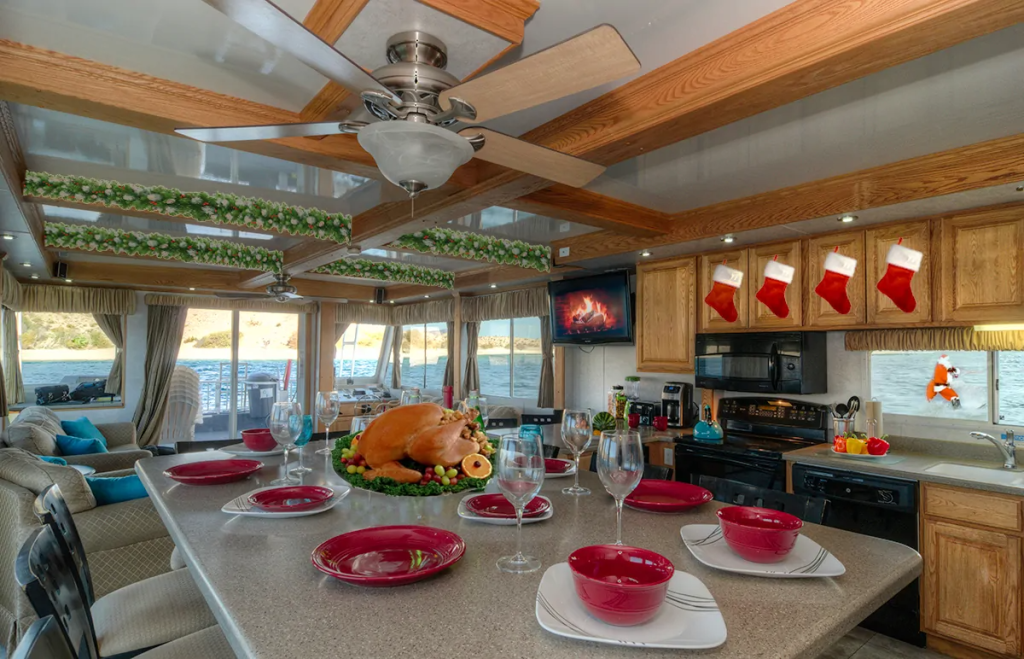 Decorating for the Holidays on your Lake Mead Houseboat Rental Callville Bay Full Service Marina
