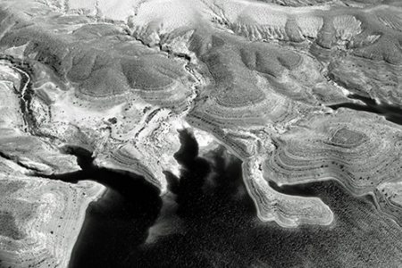 black and white overview of lake mead