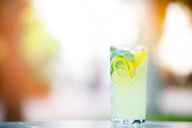 A drink in a glass