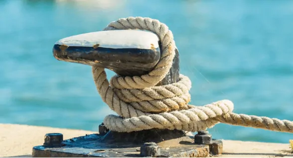 Rope tied to dock