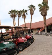golf cars outside a building
